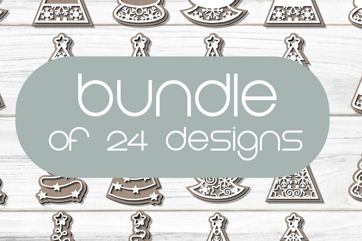 Intra απο ξύλο plywood 3mm-4mm πάχος - Χριστουγεννιάτικο Δέντρο ΔΕΜΑ 24 Σχεδίων  Δίασταση 6x6 cm INTRAFABR-79244672