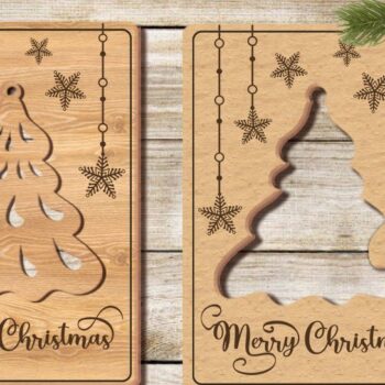 Intra απο ξύλο plywood 3mm-4mm πάχος - Κάρτα Χριστουγεννιάτικου Δέντρου/Κοπή λέιζερ/ Δίασταση 20x14 cm INTRAFABR-36177558 - Image 1