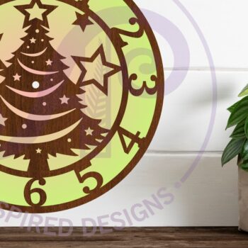 Intra απο ξύλο plywood 3mm-4mm πάχος -  με λέιζερ Ρολόι Χριστουγεννιάτικου Δέντρου Δίασταση 30x20 cm INTRAFABR-109321255 - Image 1