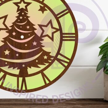 Intra απο ξύλο plywood 3mm-4mm πάχος -  με λέιζερ Ρολόι Χριστουγεννιάτικου Δέντρου Δίασταση 30x20 cm INTRAFABR-109321255 - Image 2