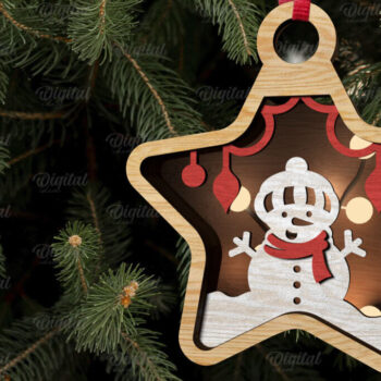 Intra απο ξύλο plywood 3mm-4mm πάχος - Διακόσμηση Χριστουγεννιάτικου Δέντρου με κομμένο λέιζερ Δίασταση 15x15 cm INTRAFABR-107624283 - Image 6