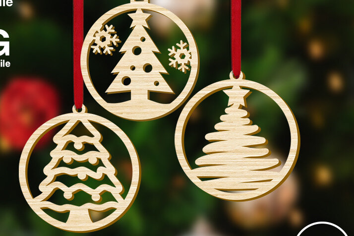 Intra απο ξύλο plywood 3mm-4mm πάχος - Στολίδι Χριστουγεννιάτικου Δέντρου 3 σε 1 Δίασταση 6x6 cm INTRAFABR-54218978