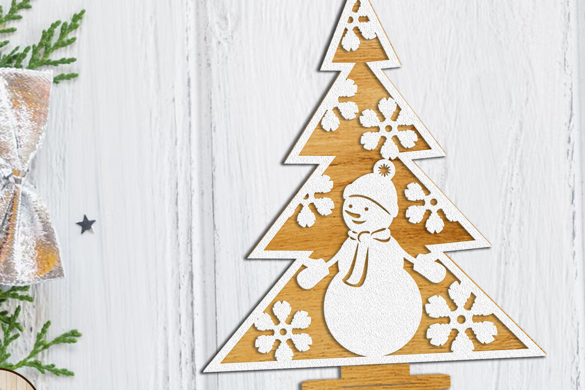 Intra απο ξύλο plywood 3mm-4mm πάχος - Στολισμός Χριστουγεννιάτικου Δέντρου με Χιονάνθρωπο Δίασταση 6x7 cm INTRAFABR-108997281