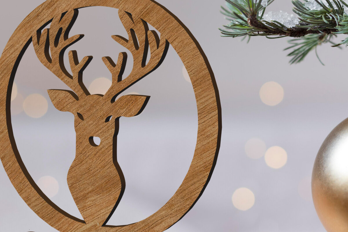 Intra απο ξύλο plywood 3mm-4mm πάχος - Πρότυπο στολίδι ελαφιών χριστουγεννιάτικου δέντρου Δίασταση 3x3 cm INTRAFABR-108206453