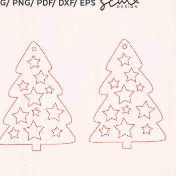 Intra απο ξύλο plywood 3mm-4mm πάχος -  με λέιζερ σκουλαρίκι χριστουγεννιάτικου δέντρου Δίασταση 3x3 cm INTRAFABR-110073779 - Image 2