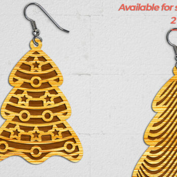 Intra απο ξύλο plywood 3mm-4mm πάχος - Χριστουγεννιάτικα Σκουλαρίκια 4 - Cut File Δίασταση 3x3 cm INTRAFABR-112375845 - Image 1