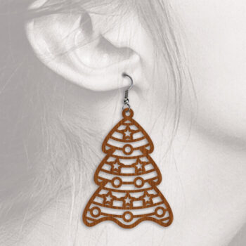 Intra απο ξύλο plywood 3mm-4mm πάχος - Χριστουγεννιάτικα Σκουλαρίκια 4 - Cut File Δίασταση 3x3 cm INTRAFABR-112375845 - Image 3