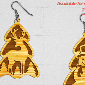 Intra απο ξύλο plywood 3mm-4mm πάχος - Χριστουγεννιάτικα Σκουλαρίκια 5 -  Cut File Δίασταση 3x3 cm INTRAFABR-112376010 - Image 1