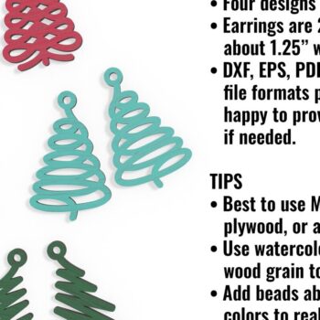 Intra απο ξύλο plywood 3mm-4mm πάχος - Χριστουγεννιάτικα σκουλαρίκια ή στολίδια Δίασταση 3x3 cm INTRAFABR-85886530 - Image 9