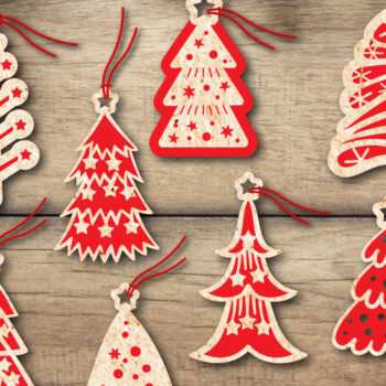 Intra απο ξύλο plywood 3mm-4mm πάχος - Πακέτο ετικετών χριστουγεννιάτικου δέντρου  Δίασταση 6x6 cm INTRAFABR-76176104 - Image 1