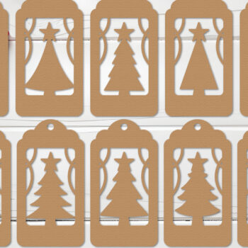 Intra απο ξύλο plywood 3mm-4mm πάχος - Πακέτο κοπής με λέιζερ με ετικέτα δώρου Χριστουγεννιάτικου δέντρου Δίασταση 30x20 cm INTRAFABR-111624317 - Image 1