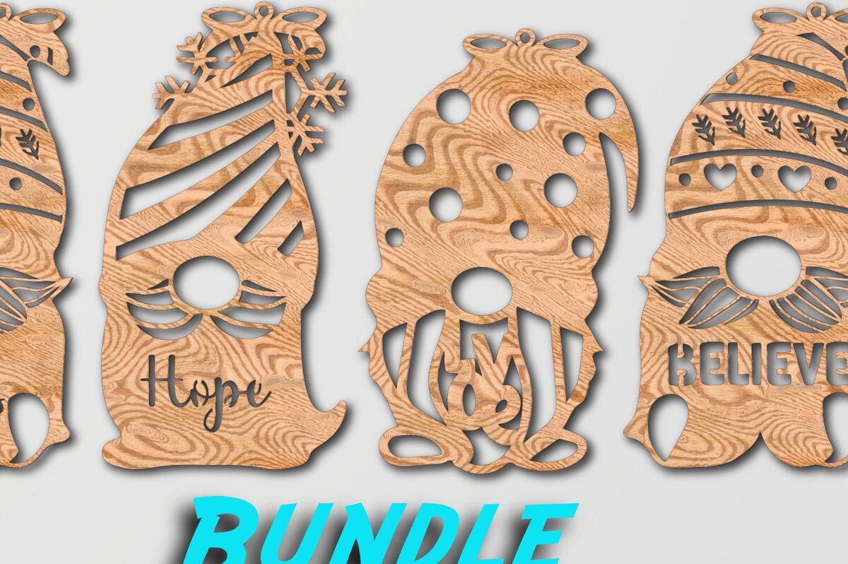 Intra απο ξύλο plywood 3mm-4mm πάχος - Δέσμη στολίδι Χριστουγεννιάτικο Δέντρο Gnome Δίασταση 6x6 cm INTRAFABR-39147235