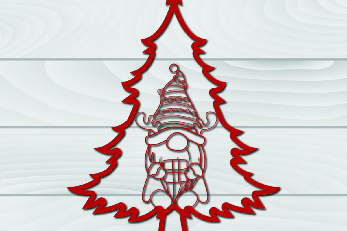 Intra απο ξύλο plywood 3mm-4mm πάχος - Χριστουγεννιάτικο δέντρο Gnome Paper Cut 3d  Δίασταση 1200x1200 cm INTRAFABR-79955107