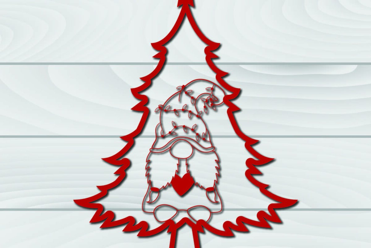 Intra απο ξύλο plywood 3mm-4mm πάχος - Χριστουγεννιάτικο δέντρο Gnome Paper Cut 3d  Δίασταση 1200x1200 cm INTRAFABR-79955112