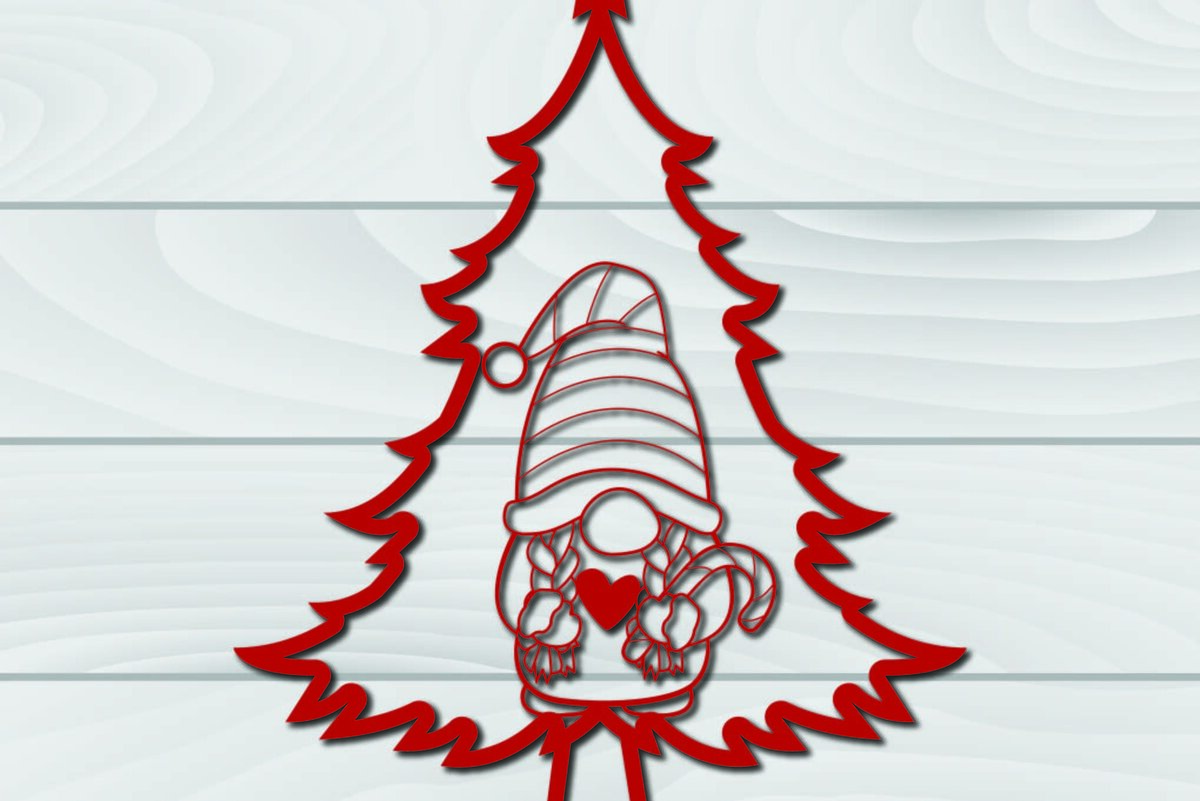 Intra απο ξύλο plywood 3mm-4mm πάχος - Χριστουγεννιάτικο δέντρο Gnome Paper Cut 3d  Δίασταση 1200x1200 cm INTRAFABR-79955117