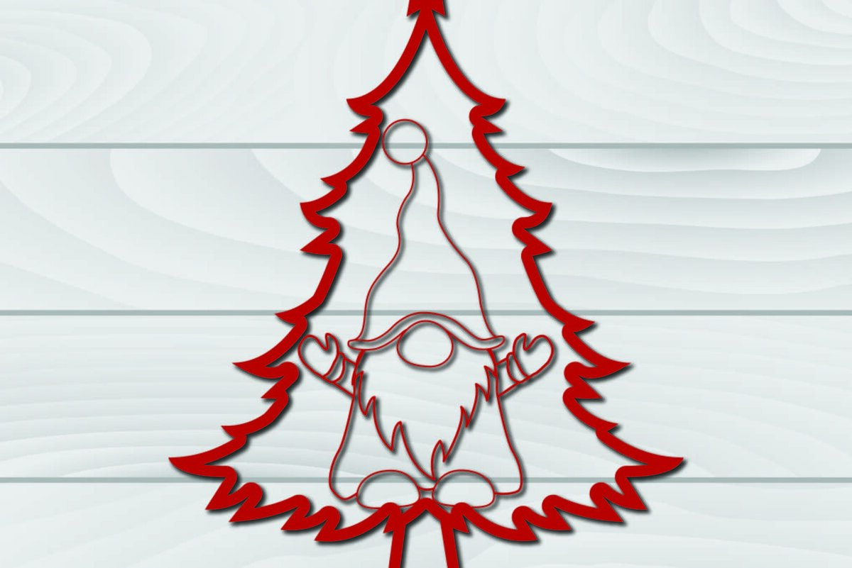 Intra απο ξύλο plywood 3mm-4mm πάχος - Χριστουγεννιάτικο δέντρο Gnome Paper Cut 3d  Δίασταση 1200x1200 cm INTRAFABR-79955128