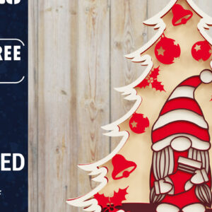 Intra απο ξύλο plywood 3mm-4mm πάχος -  Χριστουγεννιάτικου Δέντρου Gnome PaperCut  Δίασταση 1500x1500 cm INTRAFABR-80251062