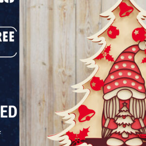 Intra απο ξύλο plywood 3mm-4mm πάχος -  Χριστουγεννιάτικου Δέντρου Gnome PaperCut  Δίασταση 1500x1500 cm INTRAFABR-80251071