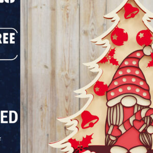 Intra απο ξύλο plywood 3mm-4mm πάχος -  Χριστουγεννιάτικου Δέντρου Gnome PaperCut  Δίασταση 1500x1500 cm INTRAFABR-80251078
