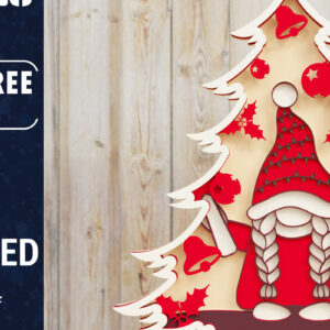 Intra απο ξύλο plywood 3mm-4mm πάχος -  Χριστουγεννιάτικου Δέντρου Gnome PaperCut  Δίασταση 1500x1500 cm INTRAFABR-79865854