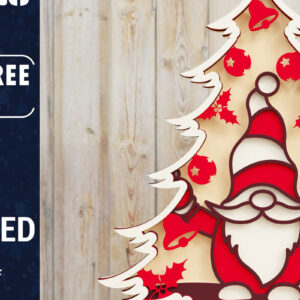 Intra απο ξύλο plywood 3mm-4mm πάχος -  Χριστουγεννιάτικου Δέντρου Gnome PaperCut  Δίασταση 1500x1500 cm INTRAFABR-80250924