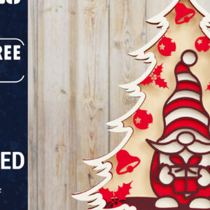 Intra απο ξύλο plywood 3mm-4mm πάχος -  Χριστουγεννιάτικου Δέντρου Gnome PaperCut  Δίασταση 1500x1500 cm INTRAFABR-80250925