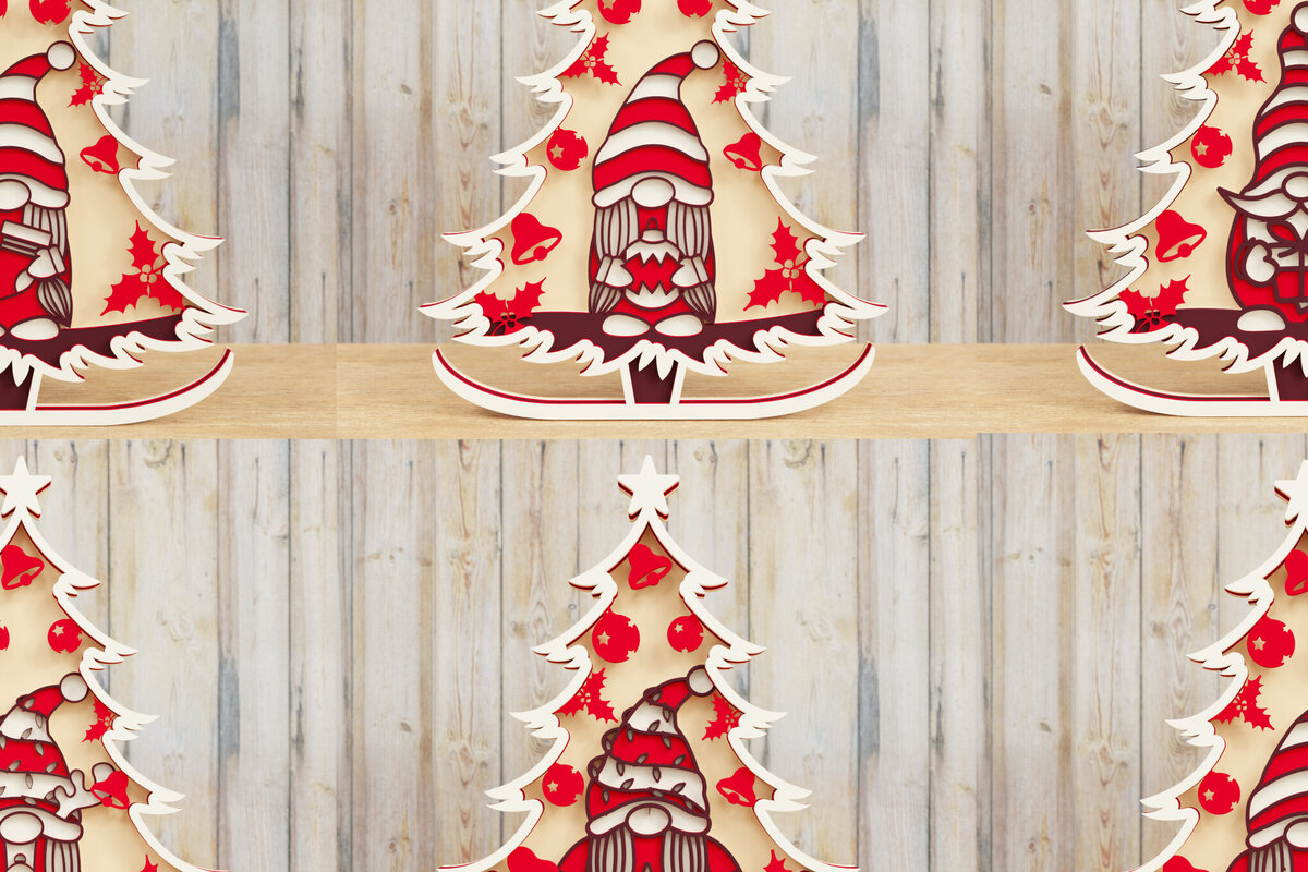 Intra απο ξύλο plywood 3mm-4mm πάχος - Αρχεία Χριστουγεννιάτικου Δέντρου Gnome PaperCut  Δίασταση 1500x1500 cm INTRAFABR-80251646