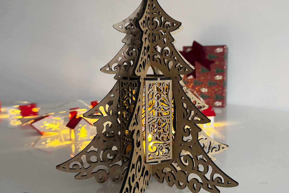 Intra απο ξύλο plywood 3mm-4mm πάχος - Φωτιστικό Χριστουγεννιάτικου Δέντρου Δίασταση 4x4 cm INTRAFABR-111349052