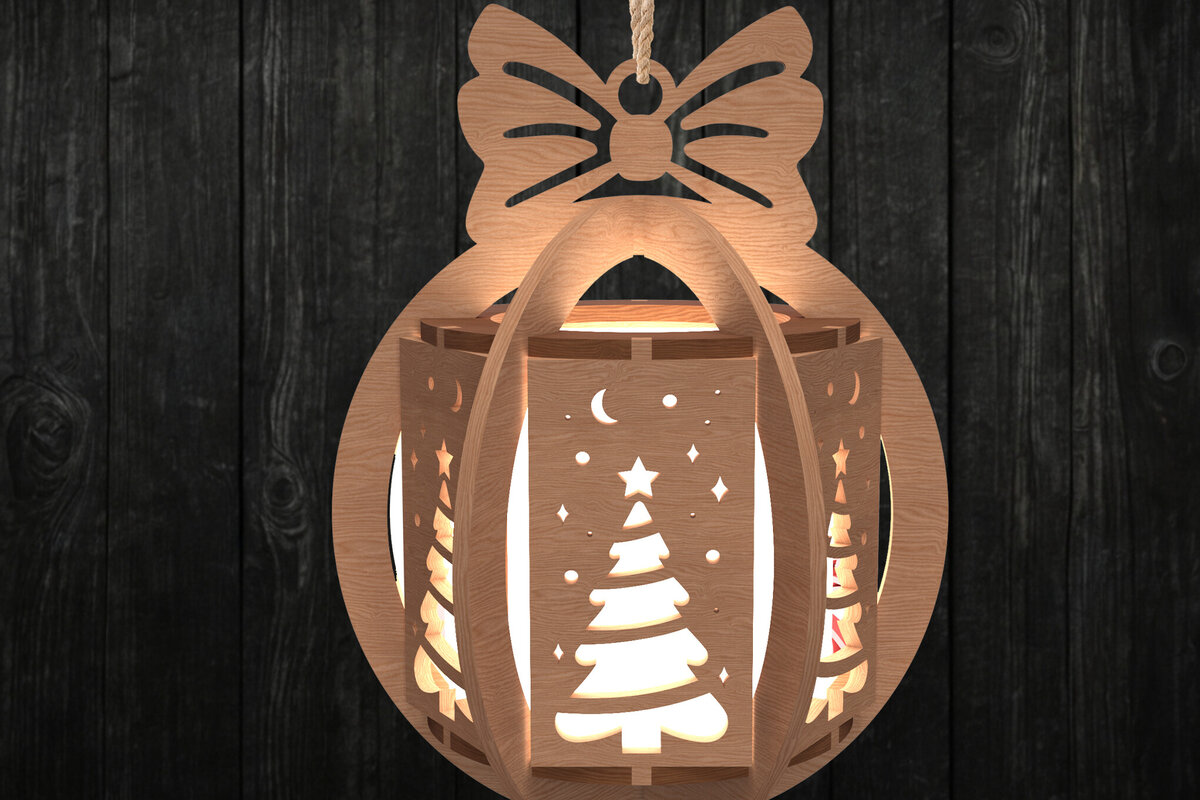 Intra απο ξύλο plywood 3mm-4mm πάχος - Στολίδι φαναριού Χριστουγεννιάτικου Δέντρου Δίασταση 6x6 cm INTRAFABR-108508390