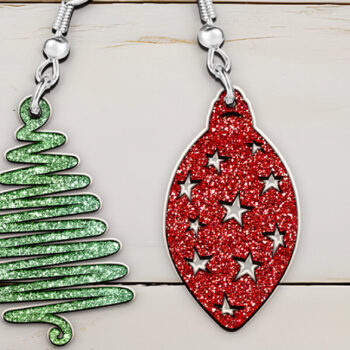 Intra απο ξύλο plywood 3mm-4mm πάχος - Σκουλαρίκια κομμένα με λέιζερ Χριστουγεννιάτικο δέντρο. Δίασταση 3x3 cm INTRAFABR-110063237 - Image 1