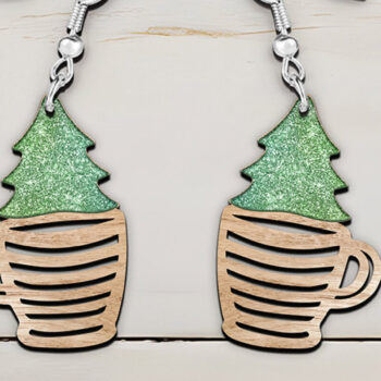 Intra απο ξύλο plywood 3mm-4mm πάχος - Σκουλαρίκια κομμένα με λέιζερ Χριστουγεννιάτικο δέντρο. Δίασταση 3x3 cm INTRAFABR-111672626 - Image 1