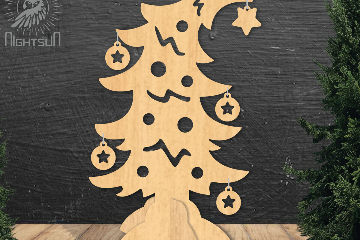 Intra απο ξύλο plywood 3mm-4mm πάχος - Χριστουγεννιάτικο δέντρο με λέιζερ Διακόσμηση σπιτιού  Δίασταση 20x20 cm INTRAFABR-112551583