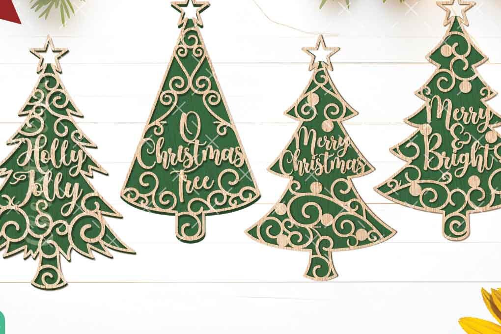 Intra απο ξύλο plywood 3mm-4mm πάχος - Διακοσμητικά κομμένα με λέιζερ Χριστουγεννιάτικου Δέντρου  Δίασταση 6x6 cm INTRAFABR-104898058