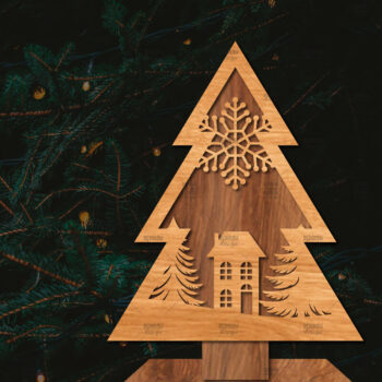 Intra απο ξύλο plywood 3mm-4mm πάχος - Στάση κοπής χριστουγεννιάτικου δέντρου με λέιζερ  Δίασταση 20x20 cm INTRAFABR-107422360 - Image 1