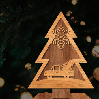 Intra απο ξύλο plywood 3mm-4mm πάχος - Στάση κοπής χριστουγεννιάτικου δέντρου με λέιζερ  Δίασταση 20x20 cm INTRAFABR-107422370 - Image 1