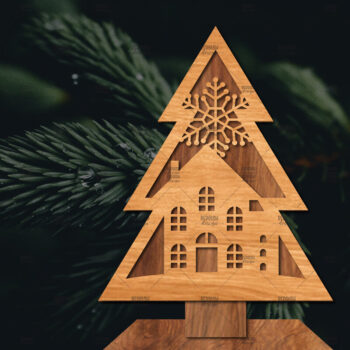 Intra απο ξύλο plywood 3mm-4mm πάχος - Στάση κοπής χριστουγεννιάτικου δέντρου με λέιζερ  Δίασταση 20x20 cm INTRAFABR-107422404 - Image 1