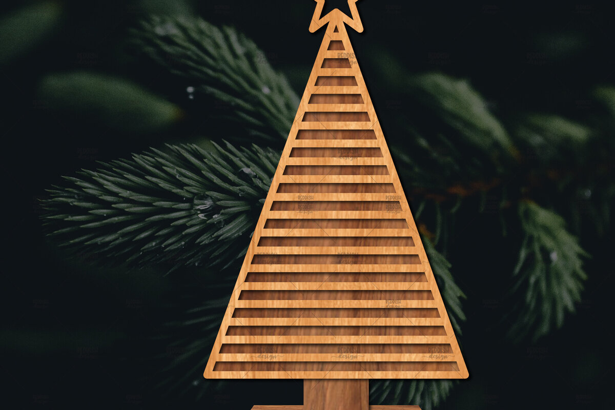 Intra απο ξύλο plywood 3mm-4mm πάχος - Στάση κοπής χριστουγεννιάτικου δέντρου με λέιζερ  Δίασταση 20x20 cm INTRAFABR-107492554