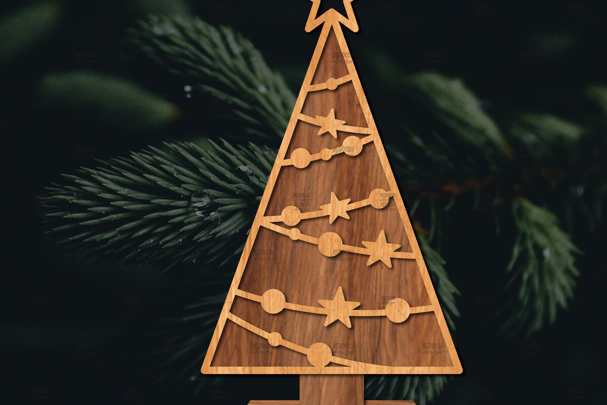 Intra απο ξύλο plywood 3mm-4mm πάχος - Στάση κοπής χριστουγεννιάτικου δέντρου με λέιζερ  Δίασταση 20x20 cm INTRAFABR-107492668