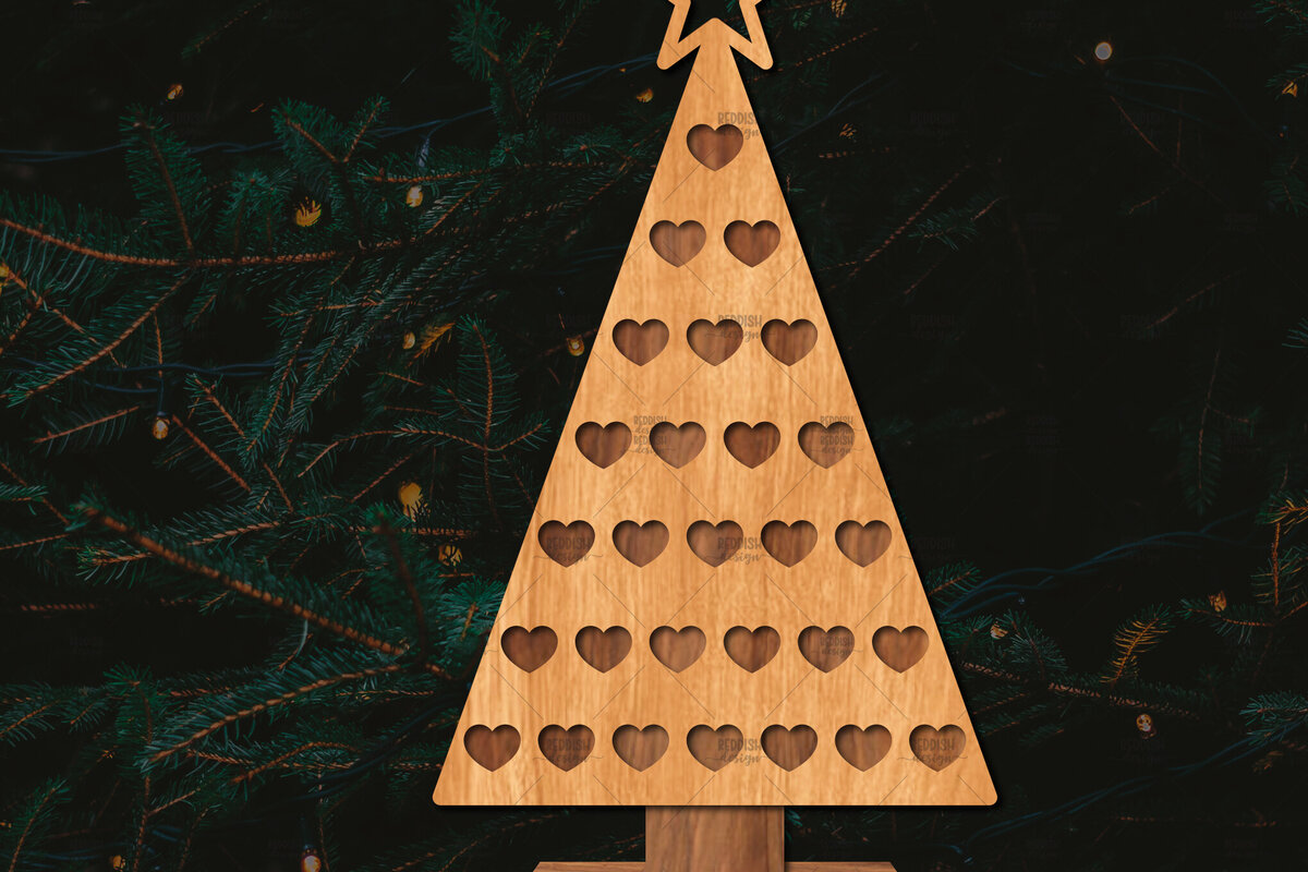 Intra απο ξύλο plywood 3mm-4mm πάχος - Στάση κοπής χριστουγεννιάτικου δέντρου με λέιζερ  Δίασταση 20x20 cm INTRAFABR-107492697