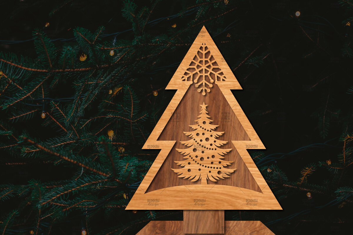 Intra απο ξύλο plywood 3mm-4mm πάχος - Στάση κοπής χριστουγεννιάτικου δέντρου με λέιζερ  Δίασταση 20x20 cm INTRAFABR-107422182