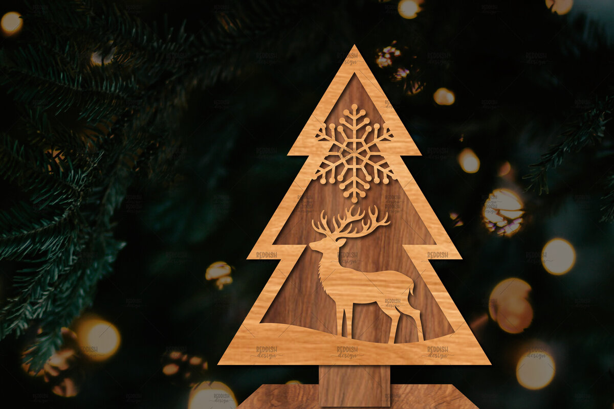 Intra απο ξύλο plywood 3mm-4mm πάχος - Στάση κοπής χριστουγεννιάτικου δέντρου με λέιζερ  Δίασταση 20x20 cm INTRAFABR-107422200