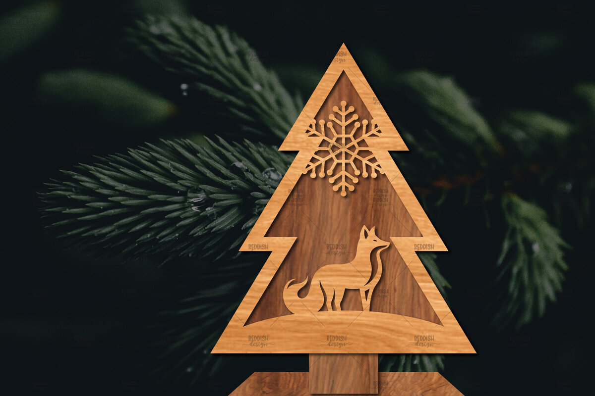 Intra απο ξύλο plywood 3mm-4mm πάχος - Στάση κοπής χριστουγεννιάτικου δέντρου με λέιζερ  Δίασταση 20x20 cm INTRAFABR-107422240