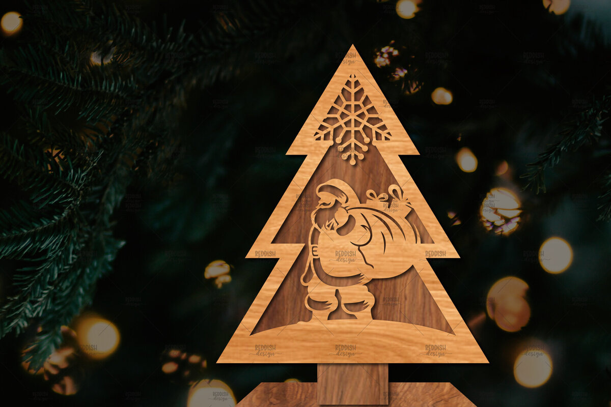 Intra απο ξύλο plywood 3mm-4mm πάχος - Στάση κοπής χριστουγεννιάτικου δέντρου με λέιζερ  Δίασταση 20x20 cm INTRAFABR-107422330