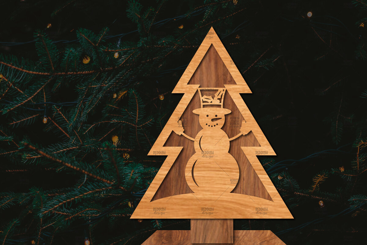 Intra απο ξύλο plywood 3mm-4mm πάχος - Στάση κοπής χριστουγεννιάτικου δέντρου με λέιζερ  Δίασταση 20x20 cm INTRAFABR-107422341