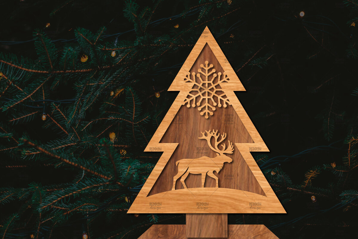 Intra απο ξύλο plywood 3mm-4mm πάχος - Στάση κοπής χριστουγεννιάτικου δέντρου με λέιζερ  Δίασταση 20x20 cm INTRAFABR-107422030