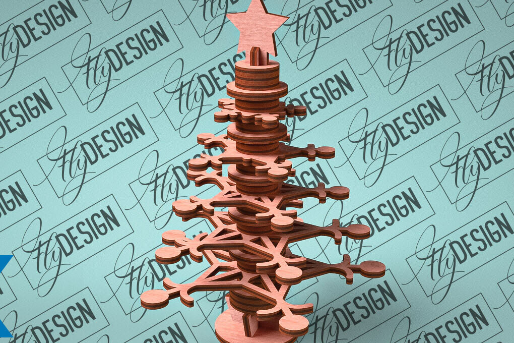 Intra απο ξύλο plywood 3mm-4mm πάχος - Χριστουγεννιάτικο Δέντρο Κόψιμο με Λέιζερ  Δίασταση 15x15 cm INTRAFABR-79765555