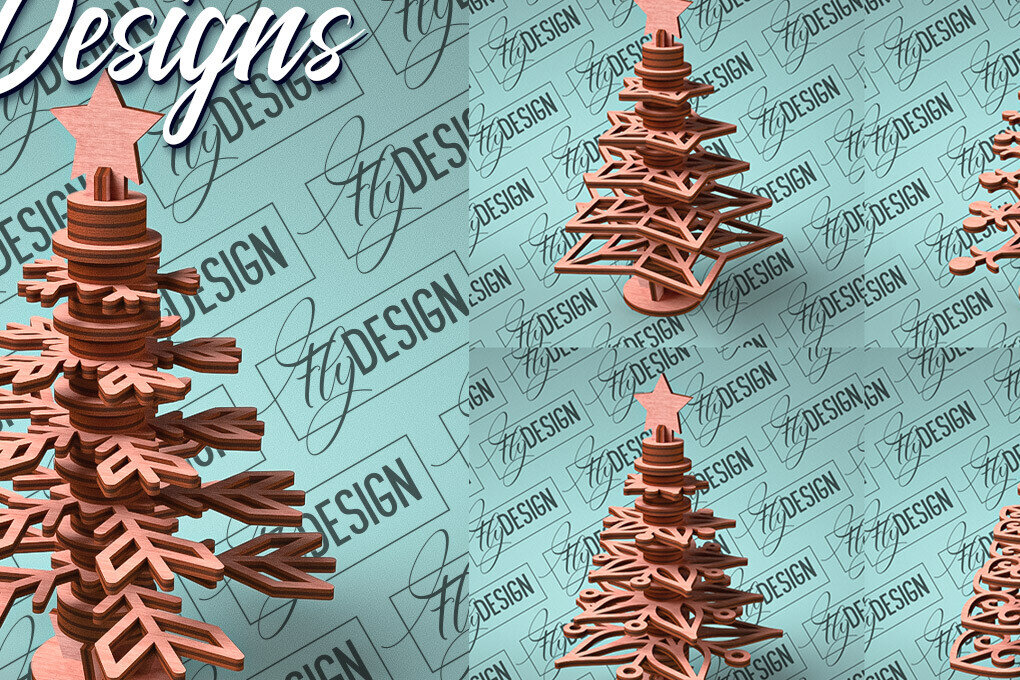 Intra απο ξύλο plywood 3mm-4mm πάχος - Χριστουγεννιάτικο Δέντρο Κόψιμο με Λέιζερ  Δίασταση 15x15 cm INTRAFABR-79765569