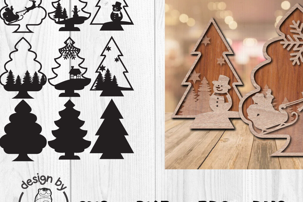 Intra απο ξύλο plywood 3mm-4mm πάχος - Χριστουγεννιάτικο Δέντρο Κοπή Laser  Δίασταση 20x20 cm INTRAFABR-104784455