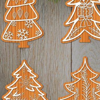 Intra απο ξύλο plywood 3mm-4mm πάχος - Πακέτο  κομμένο με λέιζερ Χριστουγεννιάτικο δέντρο Δίασταση 15x15 cm INTRAFABR-38791417 - Image 1