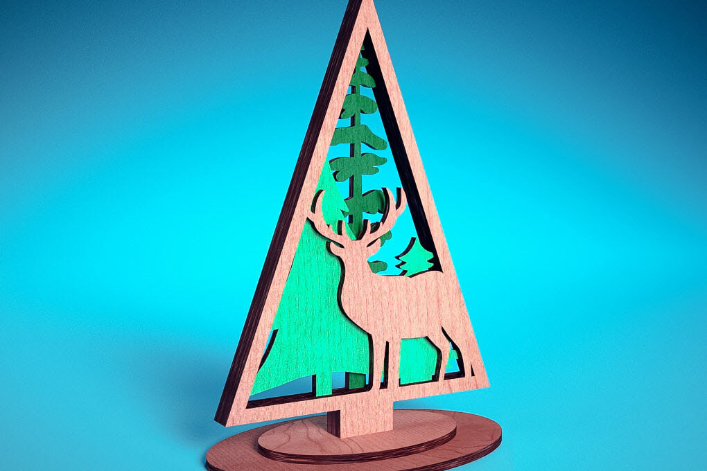 Intra απο ξύλο plywood 3mm-4mm πάχος - Χριστουγεννιάτικο Δέντρο Κοπή Laser  | Χριστούγεννα Δίασταση 15x15 cm INTRAFABR-72023512